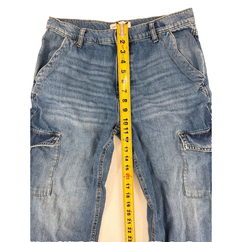 Lucky Brand Women Jeans 8 29R Blue Denim High Rise Wide Leg Utility Cargo Pants - Picture 7 of 8